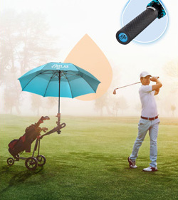 FARE Golfschirm mit Logo und großer Werbefläche für Unternehmen
