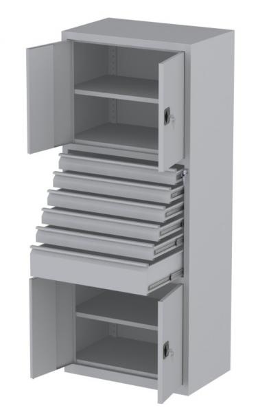 Werkstattschrank - 2 Fächer und 1 + 5 Schubladen - 1950x1000x500 mm (HxBxT)
