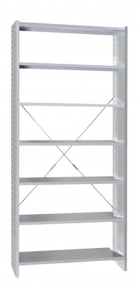 Grundregal - Stecksystem - 7 Fachböden - lichtgrau
