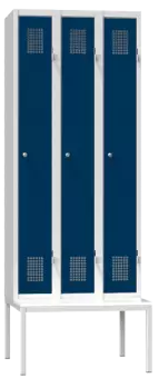 Spind - 3 Abteile - mit Bank - 2080x900x500 mm (HxBxT)
