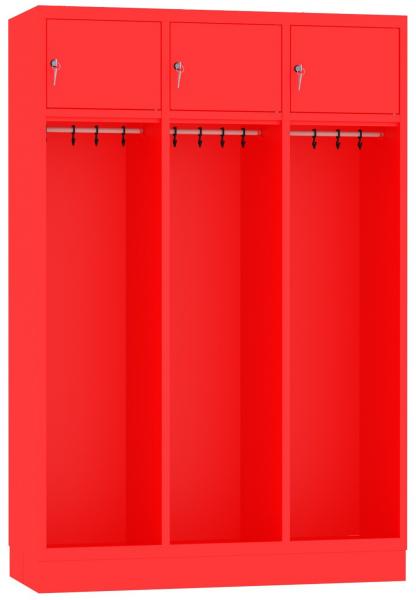 Spind, Feuerwehrschrank o. Schutzhelmhaken - 3 Abteile - 1800x1200x480 mm (HxBxT)
