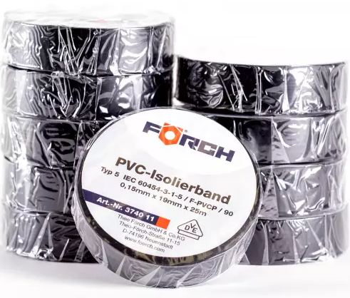 FÖRCH 10er Set Isolierbänder PVC Klebeband Elektroniker 0,15mm x 19mm x 25m - schwarz
