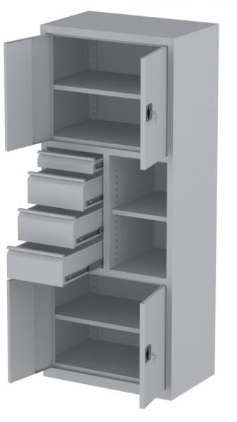 Werkstattschrank - 6 Fächer und 3 + 1 Schubladen - 1950x1000x500 mm (HxBxT)