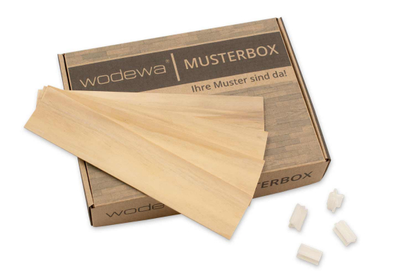 Musterbox Accoya® Sichtschutz aus Holz für Doppelstabmatten I Typ Esche