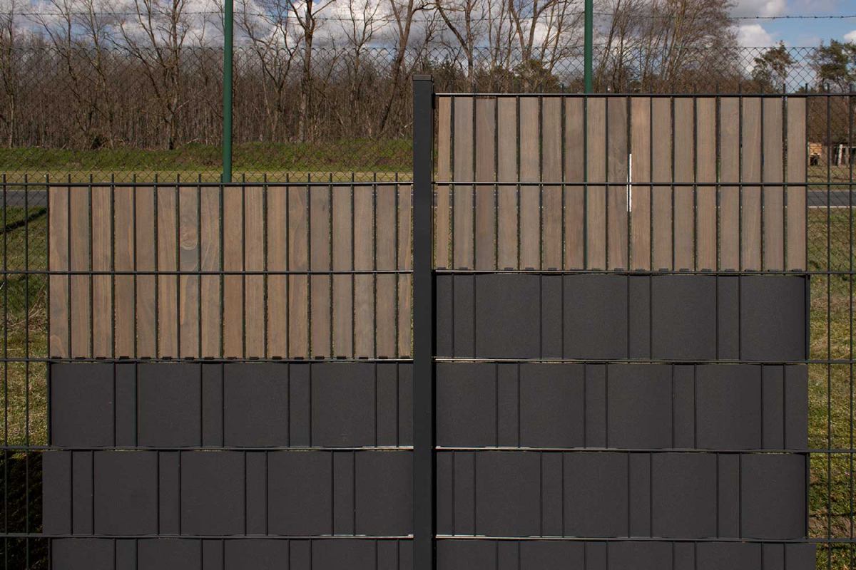 Accoya® Sichtschutzpaneele aus Holz Typ PALISANDER für Doppelstabmatten