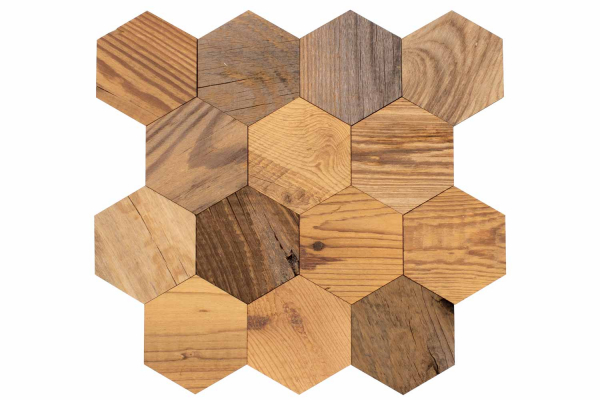 wodewa Wandpaneel Hexagon Altholz