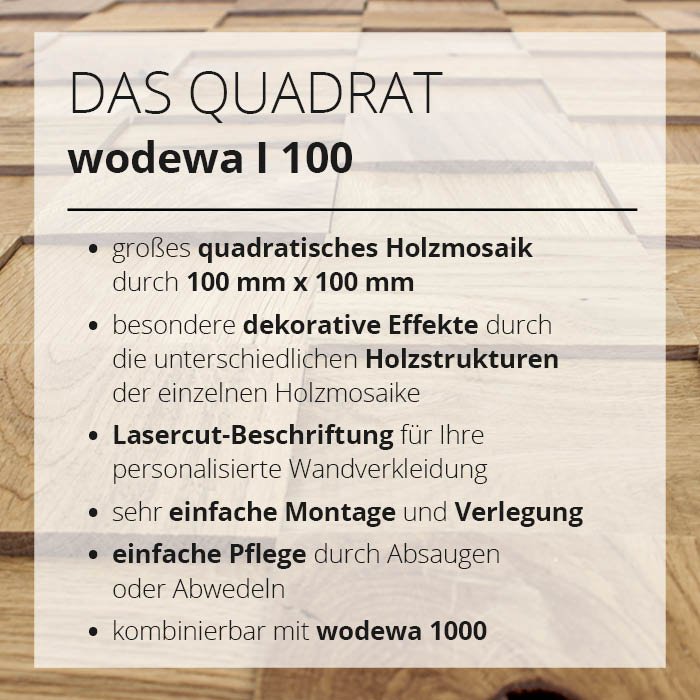 wodewa 100 Holz Wandverkleidung 3D Quadrate 