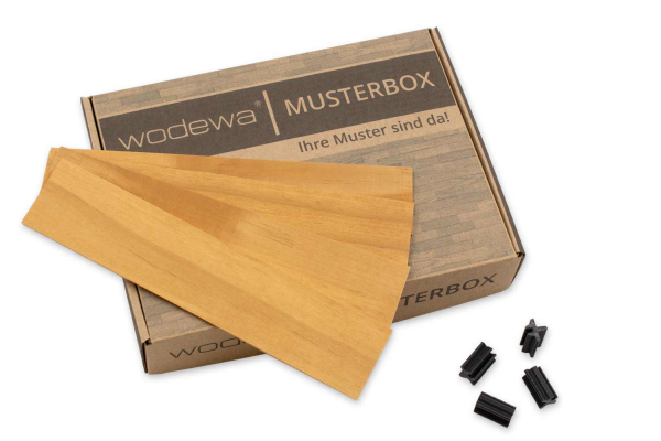 Muster Accoya® Sichtschutz aus Holz Typ EICHE für Doppelstabmatten