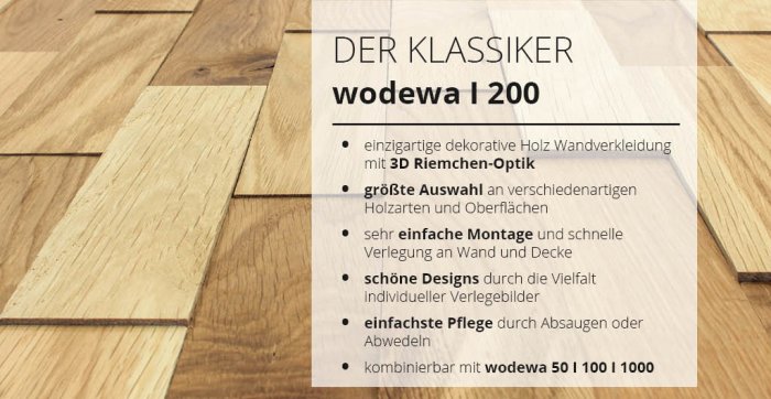 wodewa 200 Holz Wandverkleidung Klassiker