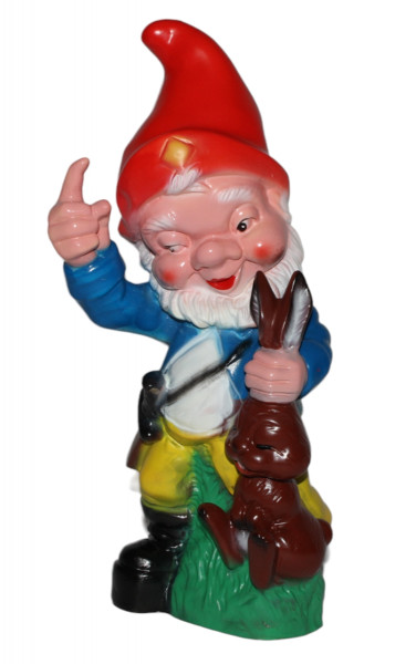 Gartenzwerg Wilddieb Figur Zwerg mit Hase H 29 cm Gartenfigur aus Kunststoff