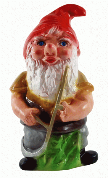 Deko Figur Zwerg H 30 cm Gartenzwerg mit Sense stehend Gartenfigur aus Kunststoff