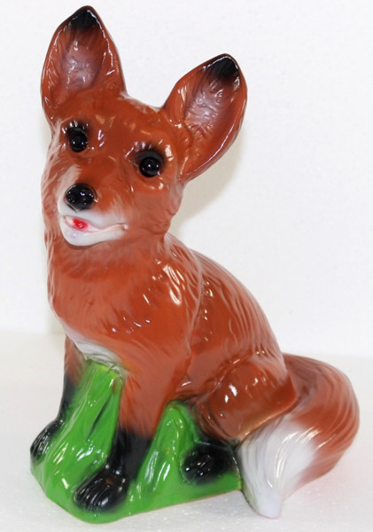Deko Garten Figur Dekofigur Gartenfigur Tierfigur Fuchs sitzend aus Kunststoff Höhe 28 cm
