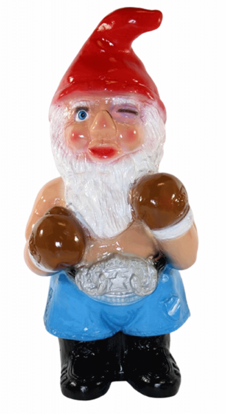 Deko Figur lustiger Zwerg Boxer H 34 cm Spaß Gartenzwerg Gartendeko Gartenfigur aus Kunststoff