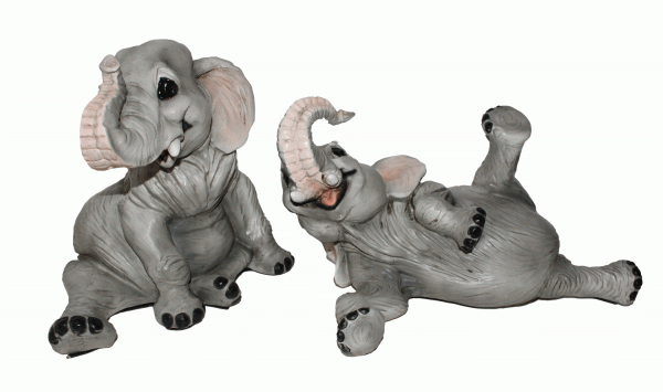 Figur Elefant Baby Elefantenfiguren sitzend u. liegend Tierfigur Kollektion Castagna Resin H 15-19cm