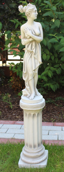 Beton Figur Skulptur Paolina von Canova auf ionische Säule H 107 cm Dekofigur Statue Gartenskulptur
