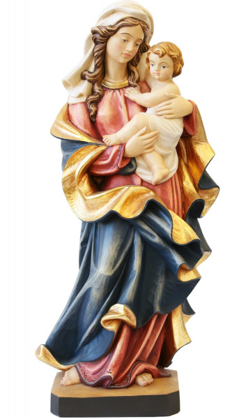 Heiligenfigur Madonna des Herzens H 15 cm Heilige Maria mit Jesuskind Statue aus Ahornholz