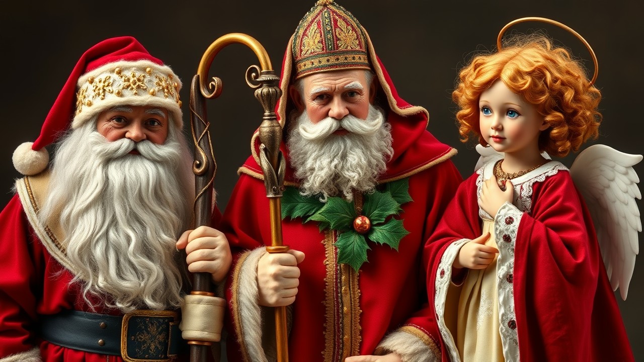 Weihnachtsmann, Nikolaus und das Christkind